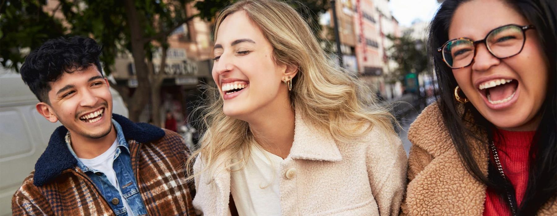 a group of people laughing