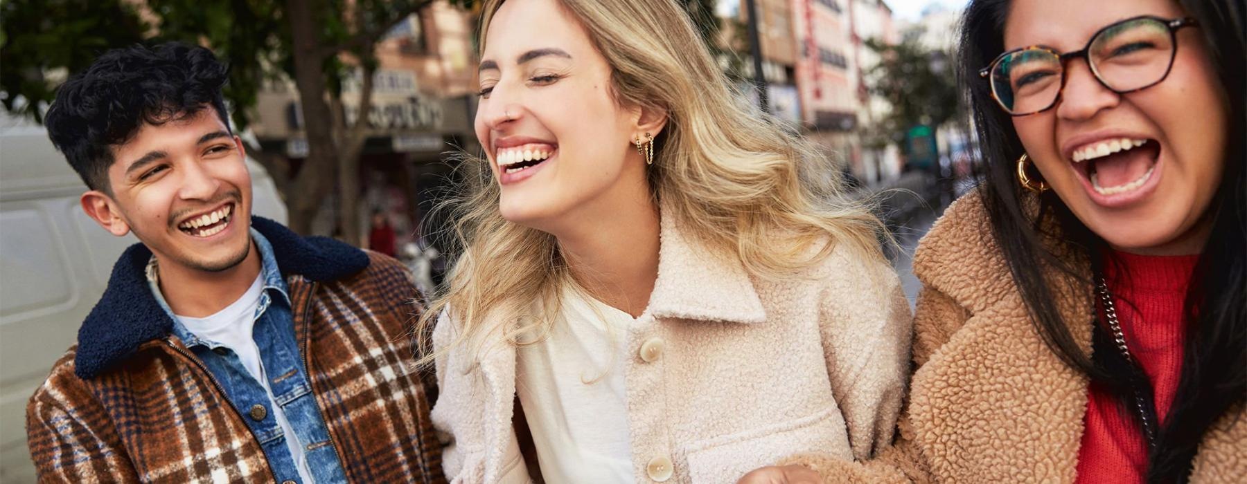 a group of people laughing